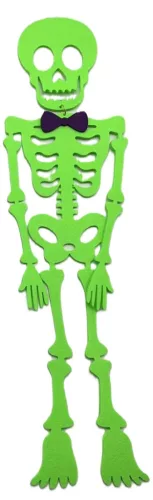 Halloweeni-i csontváz függődísz filcből neonzöld 
