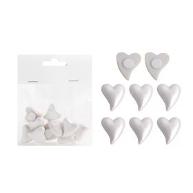 Kerámia szív  8db öntapadós fehér 2,9x0,8cm