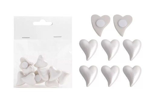 Kerámia szív  8db öntapadós fehér 2,9x0,8cm