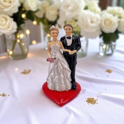 Kerámia esküvői pár szíves  6,4x3,4cm
