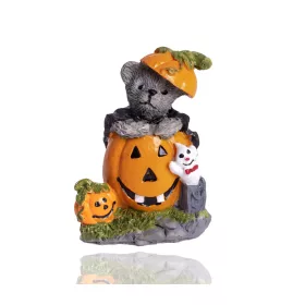 Kerámia halloween tök + maci 5,1x6,7cm