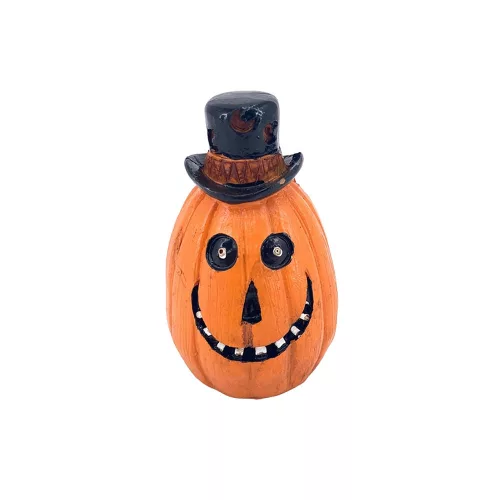 Kerámia tök + kalapos fekete/narancs 8,4cmx5cm