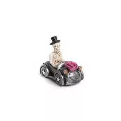 Kerámia csontváz + autó + rózsa  8,5cm
