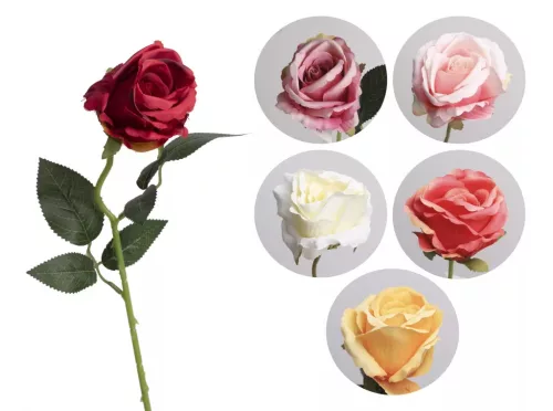 Selyem szálas rózsa nyílott 6 féle színben 50cm, választható