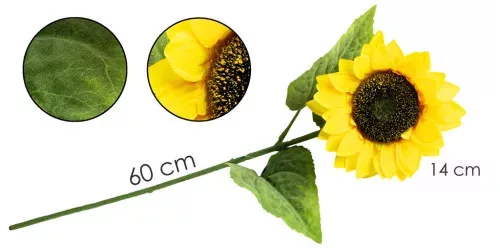 Selyem napraforgó szálas 60cm, 14cm-es fej