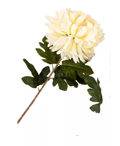 Élethű mű krizantém szál, dús virágfejjel, fehér, 78 cm