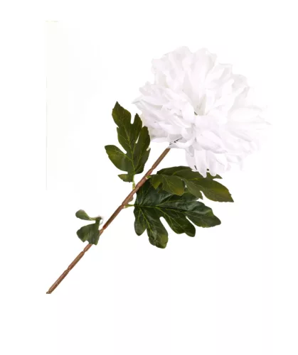 Élethű mű krizantém szál, telt virágfejjel, krémsárga, 78 cm
