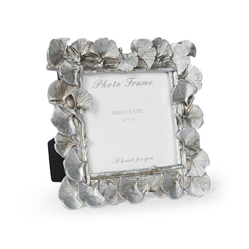 Képkeret ginkgo leveles 12x12cm - ezüst