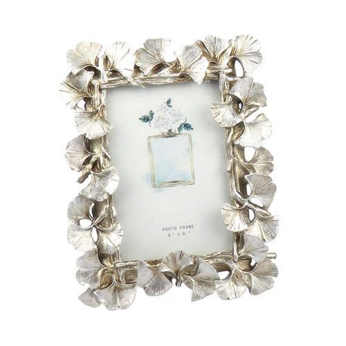 Képkeret ginkgo leveles 9x12cm - ezüst