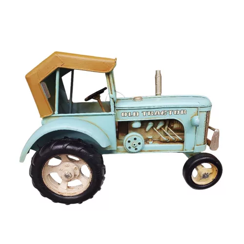 Dekorációs makett  traktor régi kék 27,5x14,5x18,5cm