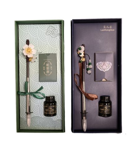 Kalligráfikus szett tinta+toll díszdobozban kék