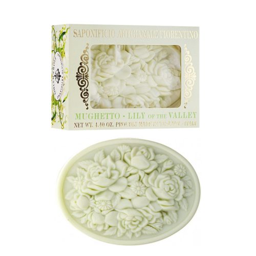 Gyöngyvirág illatú olasz dekor szappan díszdobozban 125 g