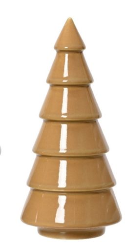 Porcelán fényes karácsony fa bézs 7,5x16 cm 