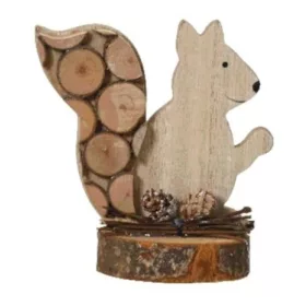   Mókusfigura fás farokkal, fa talpon, 12 cm – őszi dekoráció