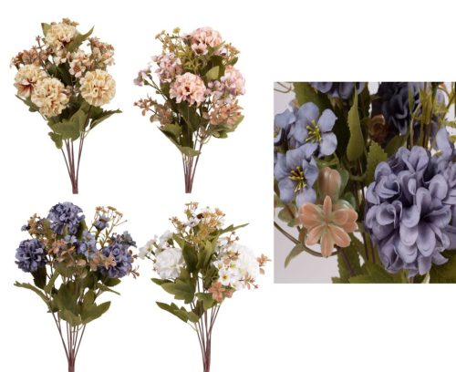 Élethű mini hortenzia csokor 9 ággal 41 cm 4 féle válaszható/db