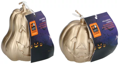 Halloween gyertya tök formájú 7x7x6cm 2 féle választható

