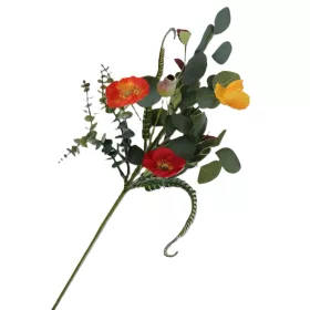   Élethű mű mákvirág pick sárga és narancs virágokkal 52 cm