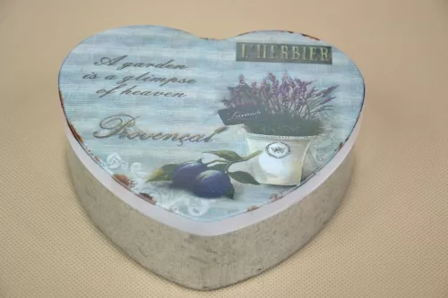 Doboz szív 15 cm levendulás