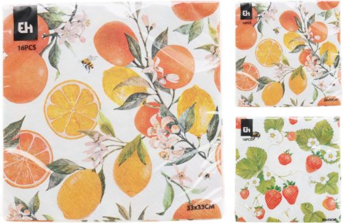 Szalvéta gyümölcsös 2 féle választható 33x33cm 16db/cs