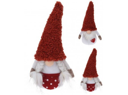 Manó figura piros sapkás, plüss 15x10x29cm fiú/lány választható / db