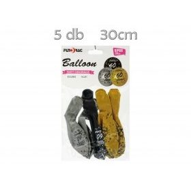 Latex lufi BSZ 60 arany-ezüst-fekete 5db 30cm