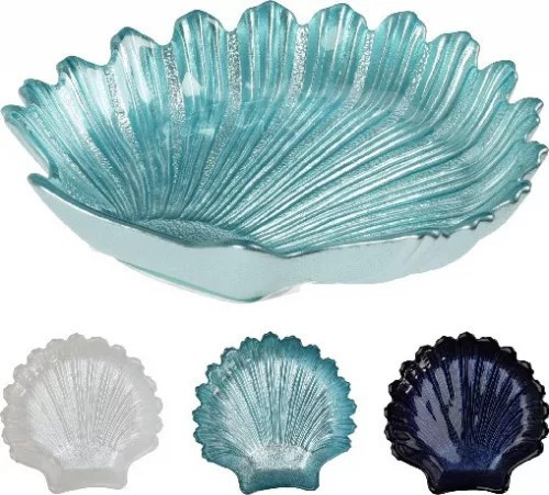 Tányér üveg kagyló forma 16cm 3 féle