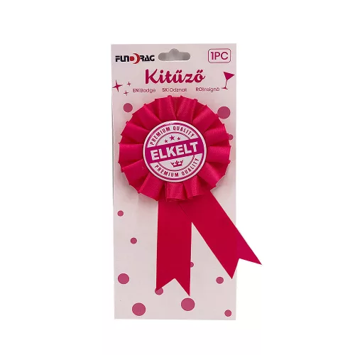 Kitűző elkelt, pink 8x15 cm