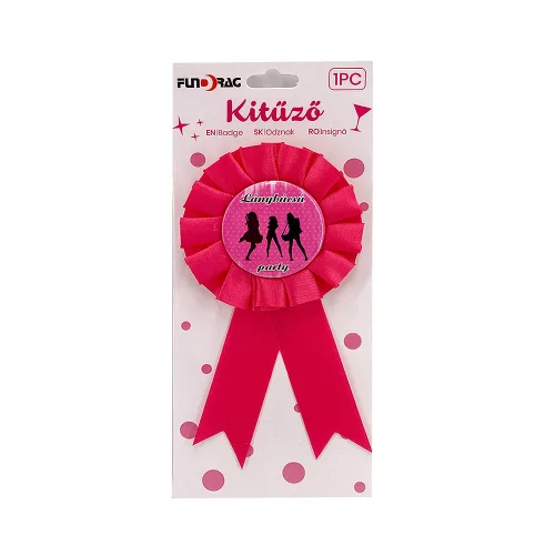 Kitűző lánybúcsú party felirattal 8x15 cm