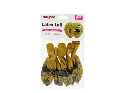 Latex lufi ballagás arany 30cm 5db