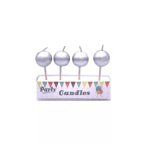 Gyertya gömb ezüst 4db/csomag