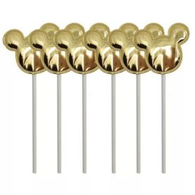   Süti beszúró macifej (torta dísz)  6 db 12cm arany, kék, rózsaszín vagy rosegold