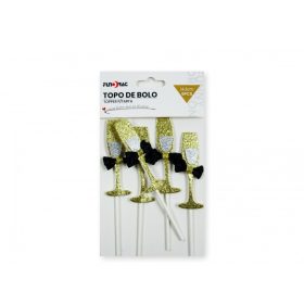 Torta dekoráció  pezsgős pohár  5db 14cm