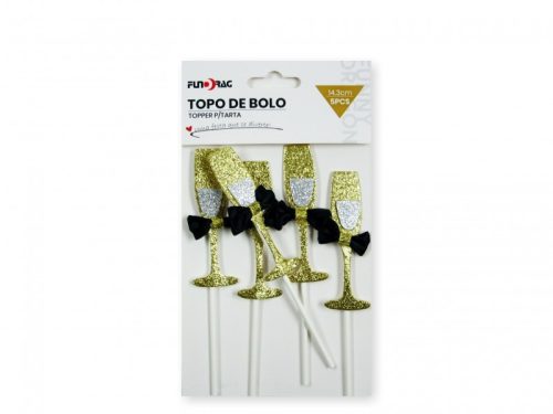 Torta dekoráció  pezsgős pohár  5db 14cm