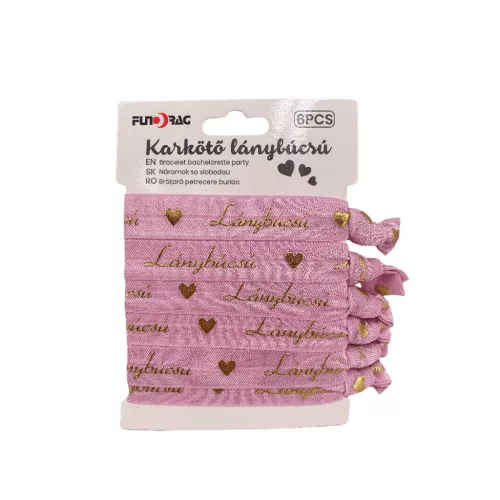 Karkötő lánybúcsú 6db rózsaszín  állítható mérettel