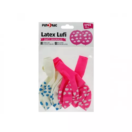 Latex lufi felhő pink és fehér  5db 30cm