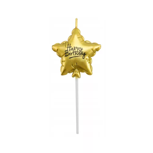 Gyertya arany csillag Happy Birthday 14,5cm