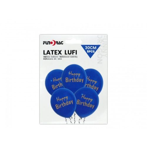 Latex lufi -Happy Birthday kék 5db/cs 30cm