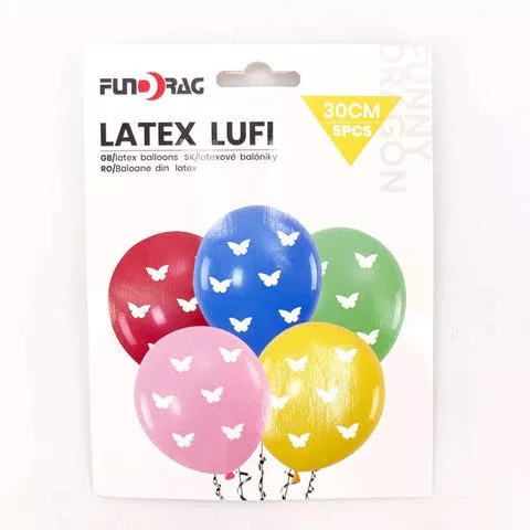 Latex lufi pillangós vegyes színben 5db 30cm