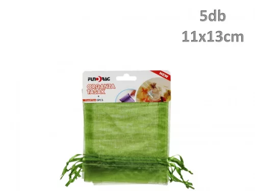 Ajándéktasak organza olajzöld 5db 11x13db 