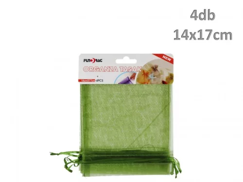 Ajándéktasak organza olajzöld 4db 14x17cm 
