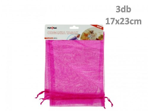 Organza tasak 3db sötét rózsaszín 17x23cm