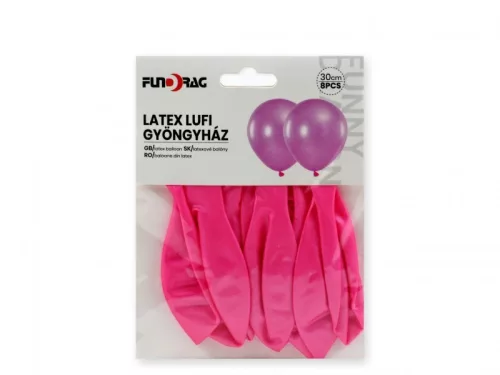Latex lufi gyöngyház pink 8db-os