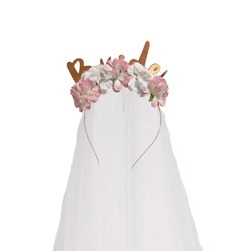 Party fejdísz Bride feliratú virágos