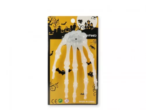 Halloween csipeszes dekoráció/hajcsat csontváz kéz 15cm 