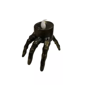 Halloween mécses csont kéz antikolt fekete