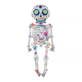 Halloween fólia lufi színes csontvázas 158 cm