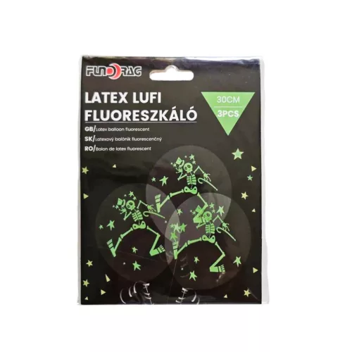 Latex lufi fluoreszkáló, csontváz  30 cm  3 db/cs.
