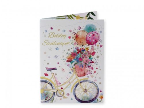 Képeslap Boldog Szülinapot biciklis + boríték 