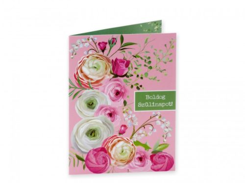 Képeslap Boldog Szülinapot virágos + boríték 