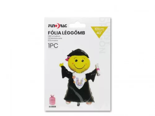 Ballagós smiley fólia lufi 101 cm mosolygós ballagási dekoráció